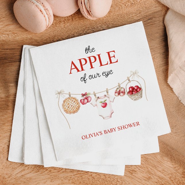 Apple of Our Eye Orchard Harvest Fall Baby Shower Napkin (Creator Uploaded)