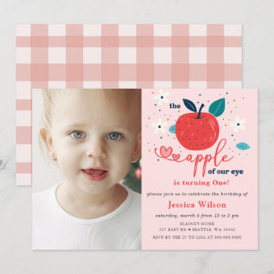 Apple of Our Eye Photo First Birthday Invitation