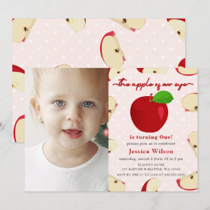 Apple of Our Eye Photo First Birthday Invitation