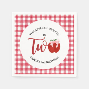 Apple of our eye Pink bow 2nd birthday Napkin