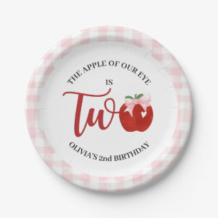 Apple of our eye Pink bow 2nd birthday Paper Plate