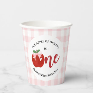 Apple of our eye Pink bow birthday Paper Cups