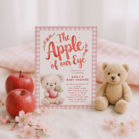 Apple of our Eye Pink Gingham Bear Baby Shower