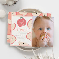 Apple of our Eye Pink Girl 1st Birthday Photo