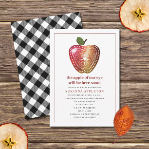Apple Of Our Eye Plaid Watercolor Baby Shower Invi Invitation