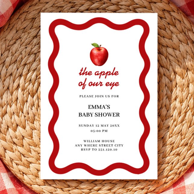 Apple of Our Eye Red baby shower fall script  Invitation (Creator Uploaded)