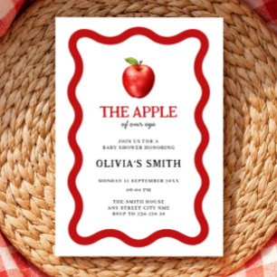 Apple of Our Eye Red baby shower fall script Invitation