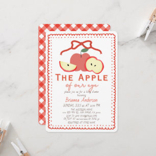 Apple of Our Eye Red Bow Girl Baby Shower Invitation