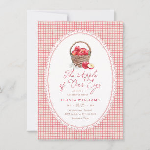 Apple Of Our Eye Red Gingham Baby Shower Invitation