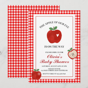 Apple of our eye red gingham Baby Shower Invitation