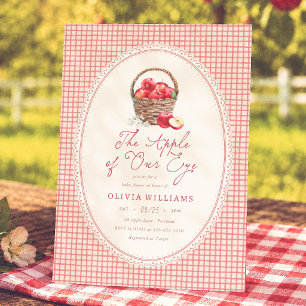Apple Of Our Eye Red Gingham Baby Shower Invitation