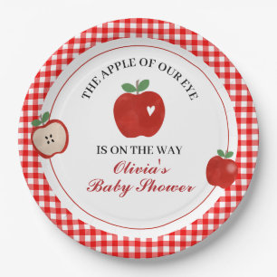 Apple of our Eye red gingham Baby Shower Paper Plate