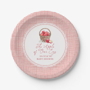 Apple Of Our Eye Red Gingham Baby Shower Paper Plate
