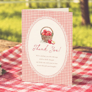 Apple Of Our Eye Red Gingham Baby Shower Thank You Card