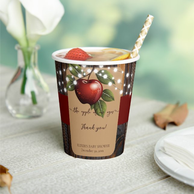 Apple of Our Eye Rustic Fall Baby Shower Paper Cups (Insitu)