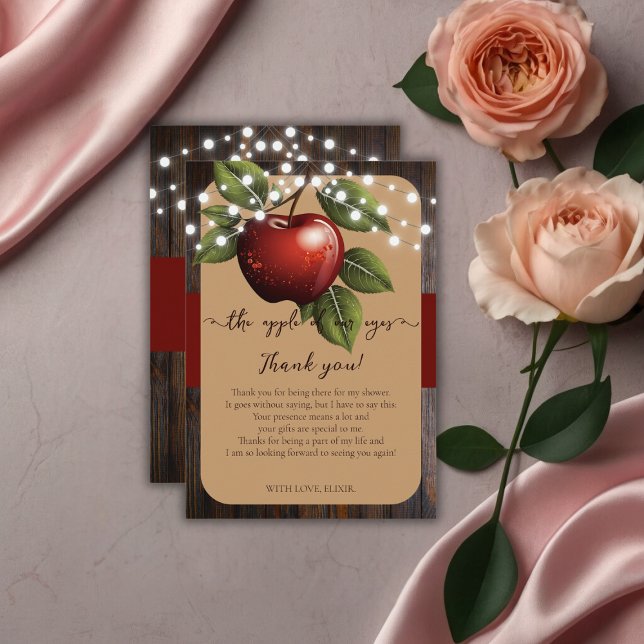 Apple of Our Eye Rustic Fall Baby Shower Thank You Card (Creator Uploaded)
