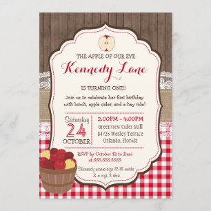 Apple of our Eye Rustic Fall Birthday Invitation