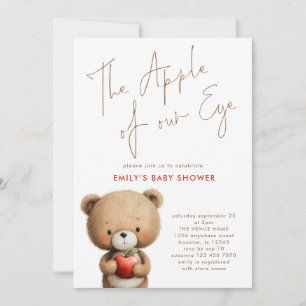 Apple of our Eye Teddy Bear Baby Shower Invitation