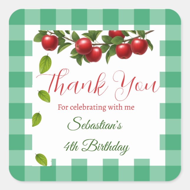 Apple of Our Eye Thank You Favour Stickers (Front)