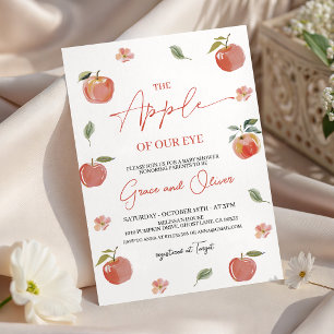 Apple of Our Eye Watercolor Baby Shower Invite