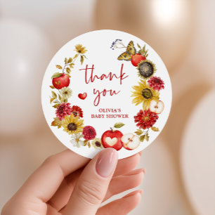 Apple of Our Eye Wreath Fall Baby Shower Gift Classic Round Sticker
