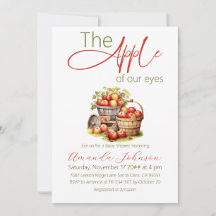Apple of Our Eyes Fall Basket Baby Shower Invitation