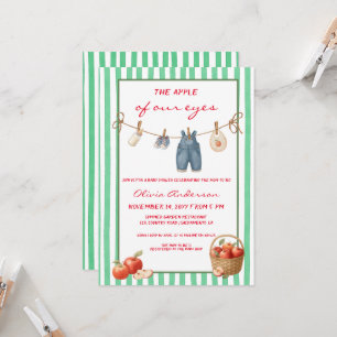 Apple of our eyes green Baby Shower Invitation