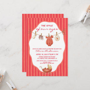 Apple of our eyes striped Baby Shower Invitation