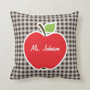 Apple on Bistre Brown Gingham Cushion