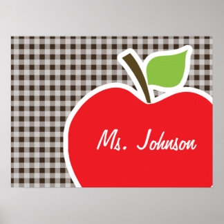Apple on Bistre Brown Gingham Poster