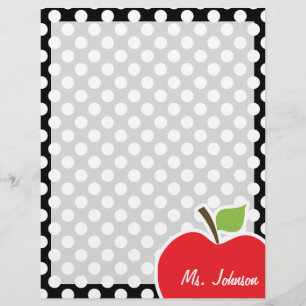 Apple on Black and White Polka Dots Customised Letterhead