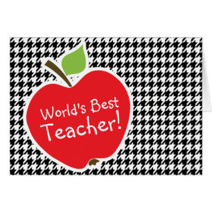 Apple on Black & White Houndstooth