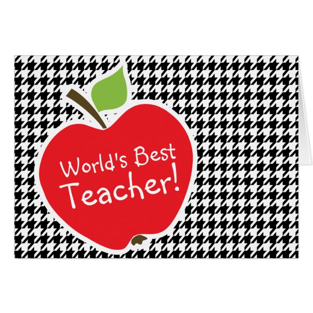 Apple on Black & White Houndstooth (Front Horizontal)