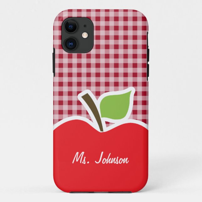 Apple on Carmine Red Gingham Case-Mate iPhone Case (Back)