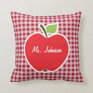 Apple on Carmine Red Gingham Cushion