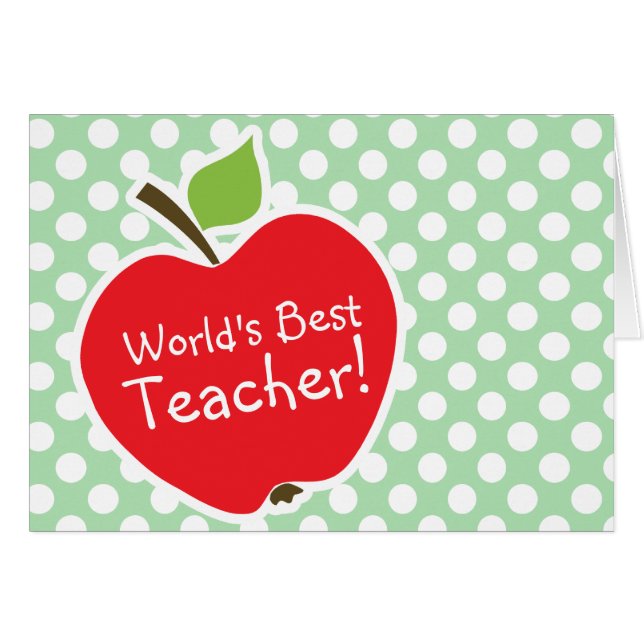 Apple on Celadon Green Polka Dots (Front Horizontal)