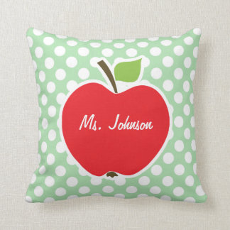 Apple on Celadon Green Polka Dots Cushion