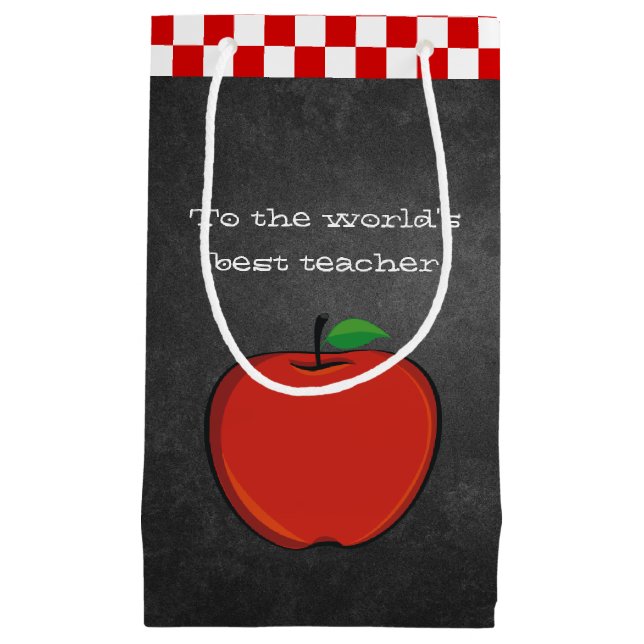 Apple on Chalkboard Teacher Gift Bag (Front)