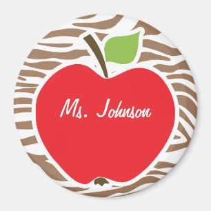 Apple on Chamoisee Zebra Animal Print Magnet