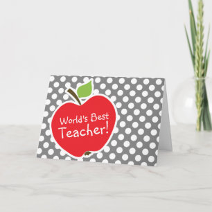 Apple on Dark Grey Polka Dots Card