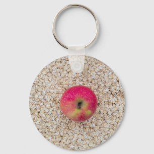 Apple on oatmeal key ring