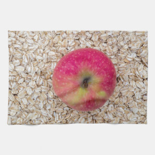 Apple on oatmeal tea towel