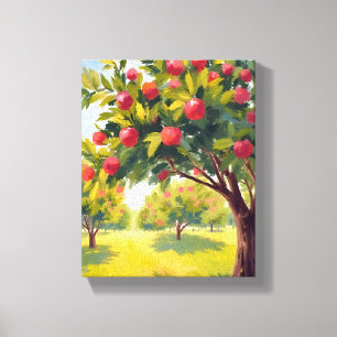Apple Orchard Autumn Fall Watercolor Canvas Print