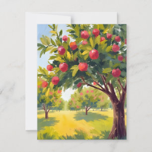 Apple Orchard Autumn Fall Watercolor Thank You Card