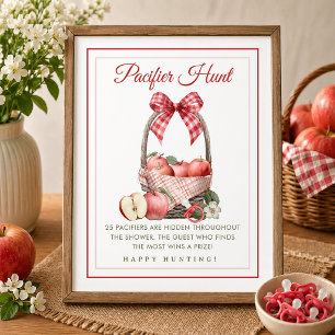 Apple Orchard Baby Shower Pacifier Hunt Game Poster