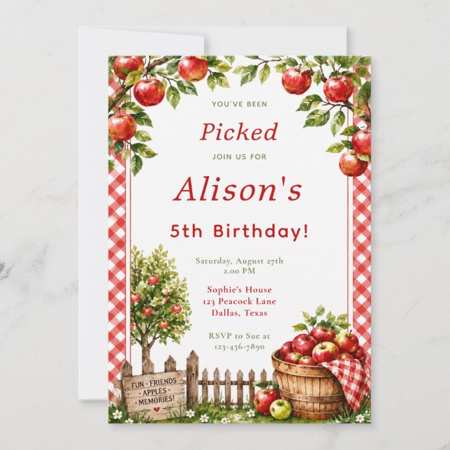 Apple Orchard Birthday Invitation (Front)