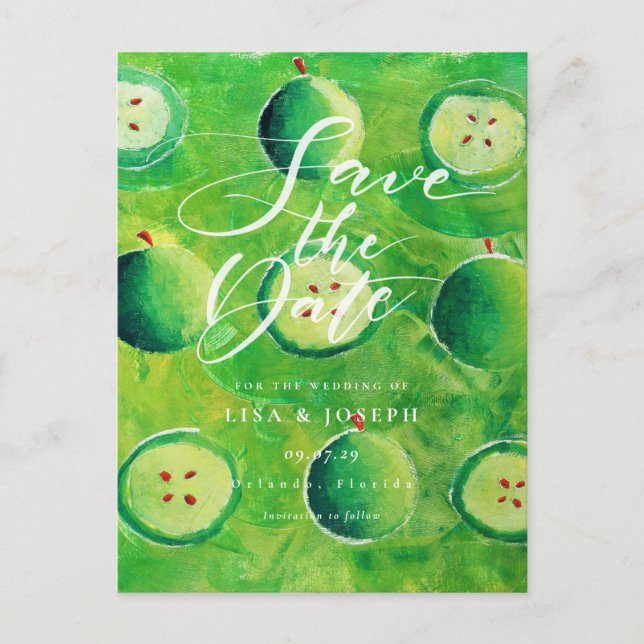Apple Orchard Country Script Save the Date Postcard (Front)