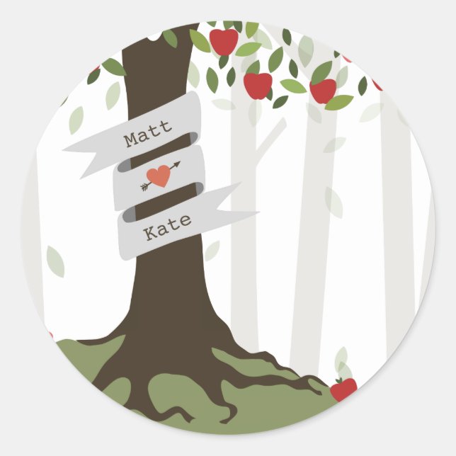 Apple Orchard Fall Autumn Wedding Classic Round Sticker (Front)