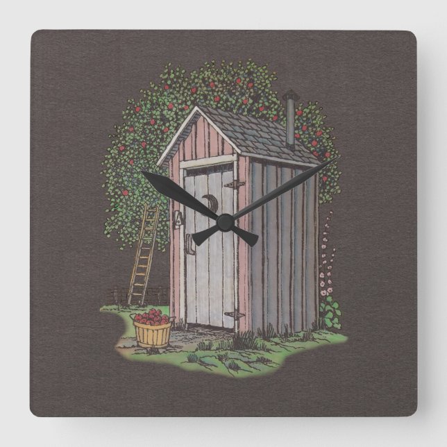 Apple Orchard Outhouse Square Wall Clock (Front)