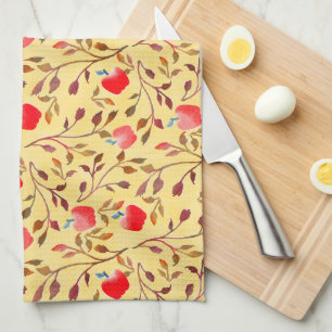 Apple Orchard red   Tea Towel